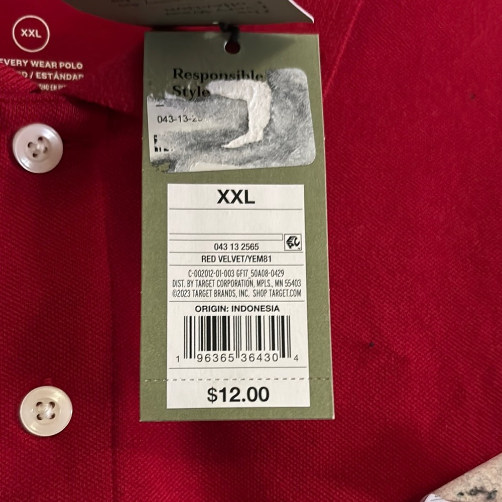 Classic Red Polo Shirt Goodfellow Size XXL NWT - Picture 2 of 5